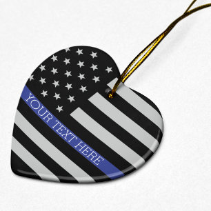 Thin Blue Line - American Flag Ceramic Tree Decoration