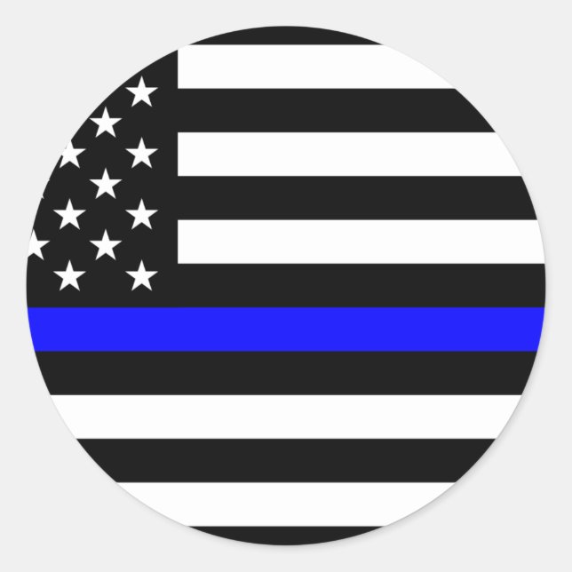 Thin Blue Line American Flag Classic Round Sticker (Front)