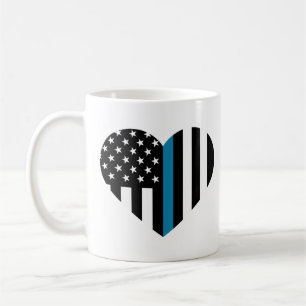 Thin Blue Line American Flag Coffee Mug