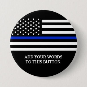 Thin Blue Line American Flag Custom Text 7.5 Cm Round Badge