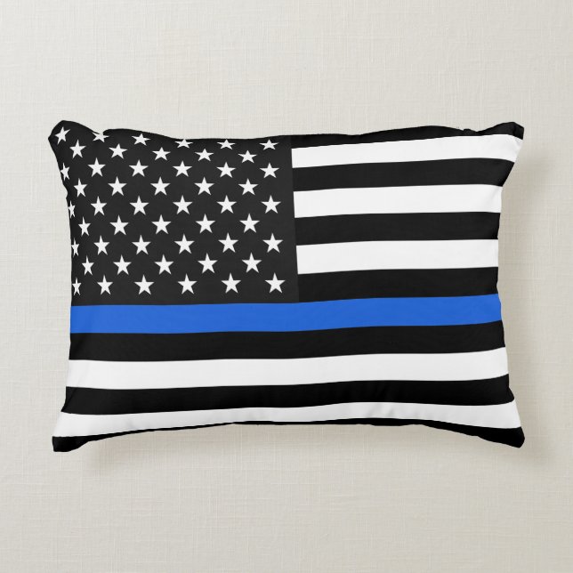 Thin Blue Line American Flag Decorative Cushion (Front)