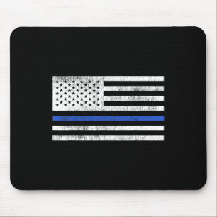 Thin Blue Line American Flag Defend Police Patriot Mouse Pad
