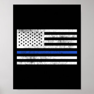 Thin Blue Line American Flag Defend Police Patriot Poster