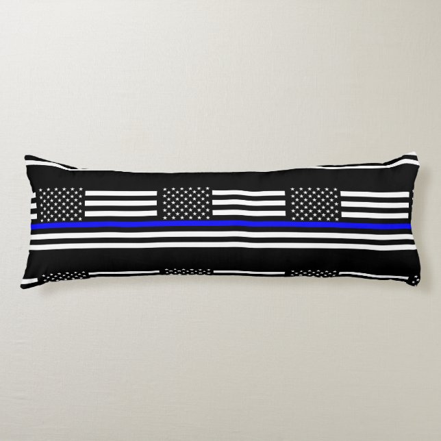 Thin Blue Line American Flag Graphic Decor Body Cushion (Front)
