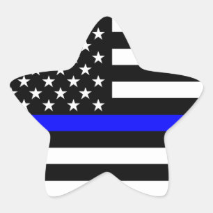 Thin Blue Line American Flag Graphic Decor Star Sticker