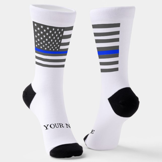 Thin Blue Line American flag law enforcement Socks (Angled)