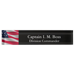Thin Blue Line American Flag Nameplate