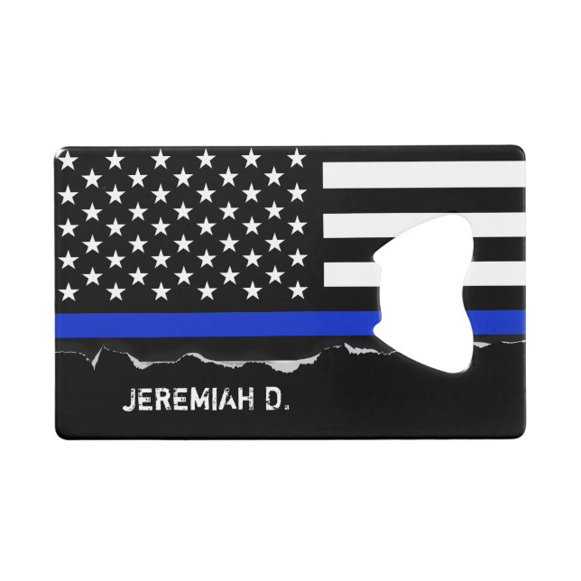 Thin Blue Line American Flag Personalised (Front (Horizontal))
