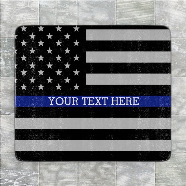 Thin Blue Line - American Flag Personalised Custom Cutting Board (Creator Uploaded)