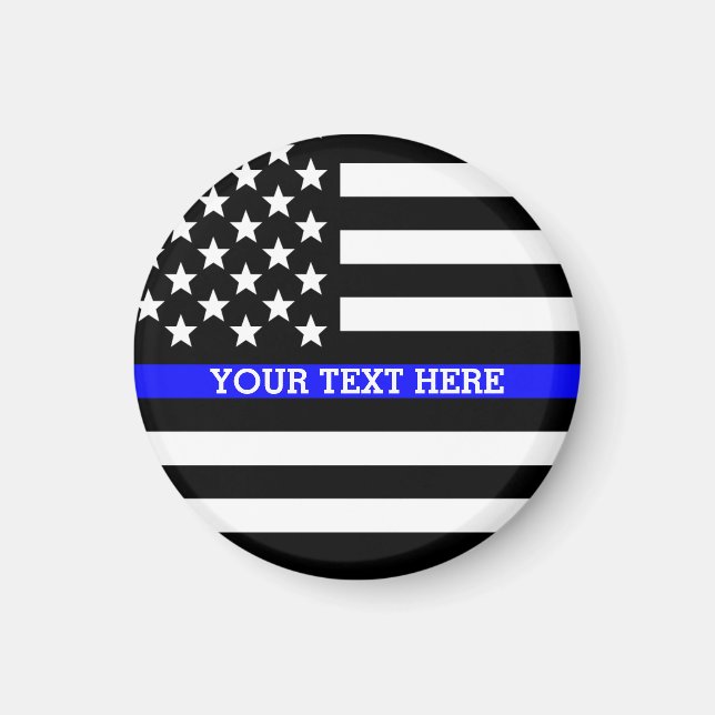 Thin Blue Line - American Flag Personalised Custom Magnet (Front)