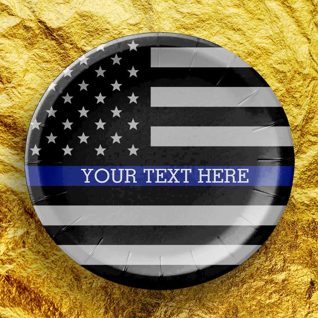 Thin Blue Line - American Flag Personalised Custom Paper Plate (Creator Uploaded)
