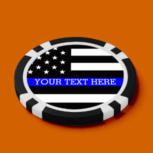 Thin Blue Line - American Flag Personalised Custom Poker Chips