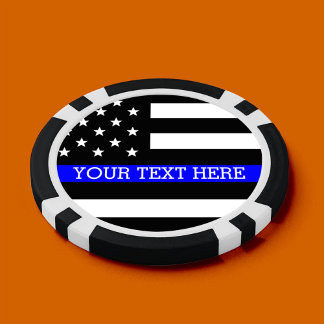 Thin Blue Line - American Flag Personalised Custom Poker Chips