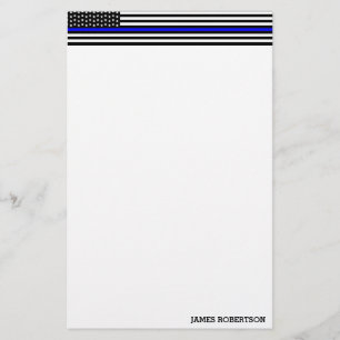 Thin Blue Line - American Flag Personalised Custom Stationery