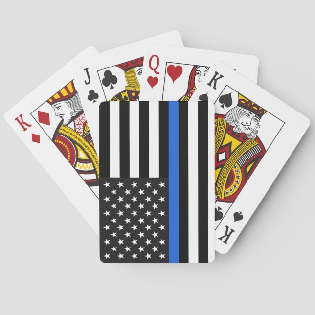 Thin Blue Line American Flag Playing Cards (Back)