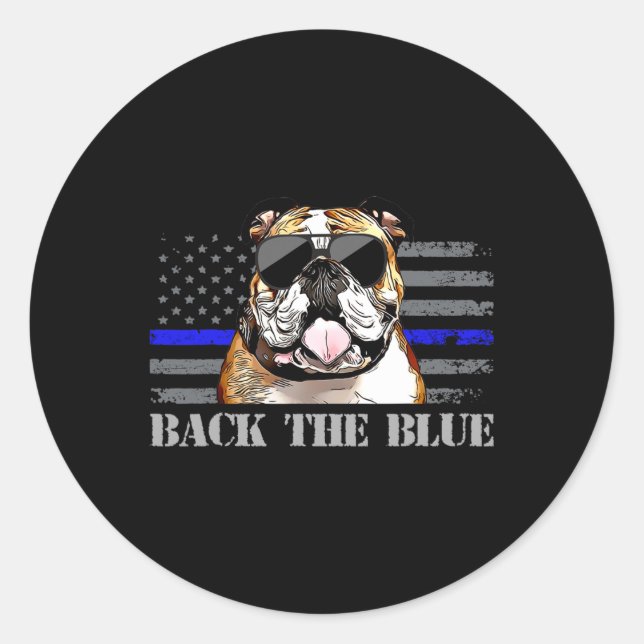 Thin Blue Line American Flag Police Dog  Classic Round Sticker (Front)