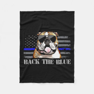 Thin Blue Line American Flag Police Dog Fleece Blanket