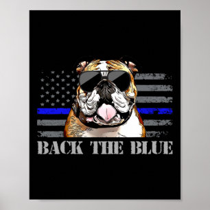 Thin Blue Line American Flag Police Dog Poster