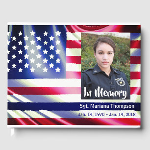 Thin Blue Line American Flag Police Memorial Guest Book