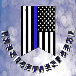 Thin Blue Line American Flag, police officer / USA Bunting