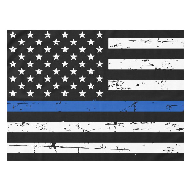 Thin Blue Line American Flag Police  Tablecloth (Front (Horizontal))