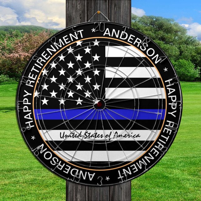 Thin Blue Line & American Flag police / USA office Dartboard (Creator Uploaded)
