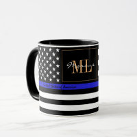 Thin Blue Line & American Flag police / USA office