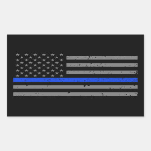 Thin Blue Line American Flag Rectangular Sticker