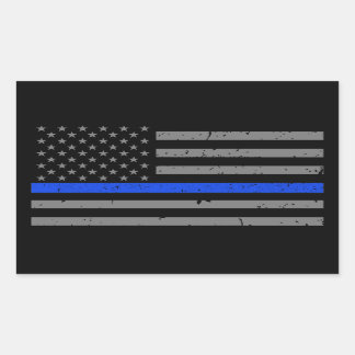 Thin Blue Line American Flag Rectangular Sticker