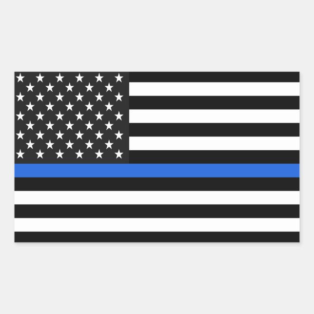 Thin Blue Line American Flag Rectangular Sticker (Front)