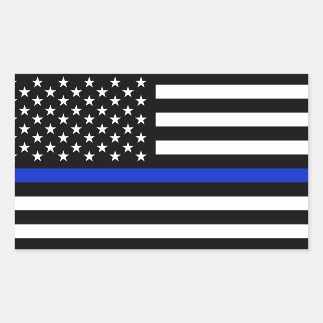 Thin Blue Line American Flag Rectangular Sticker (Front)