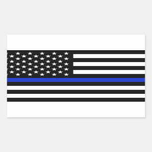 Thin Blue Line American Flag Rectangular Sticker