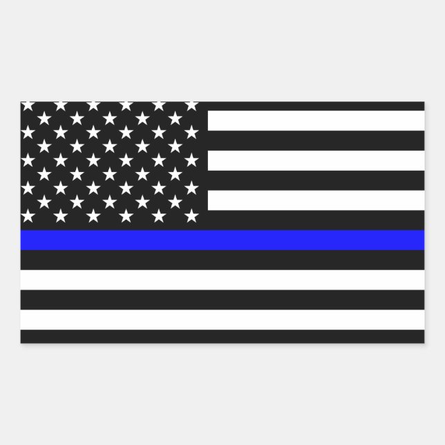 Thin Blue Line American Flag Rectangular Sticker (Front)