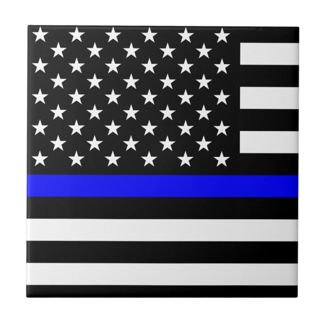 Thin Blue Line American Flag Tile (Front)