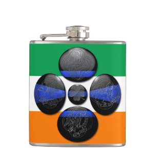 Thin Blue Line and Six Irish Symbols Hip Flask