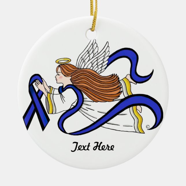 Thin Blue Line Angel Ceramic Tree Decoration (Front)