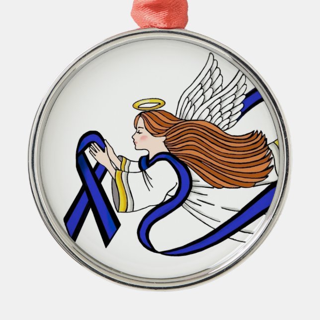 Thin Blue Line Angel Metal Ornament (Front)