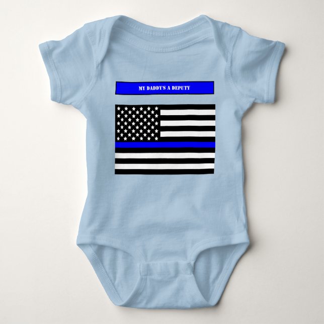 [Thin Blue Line] Back the Blue Police Officer SVG Baby Bodysuit (Front)