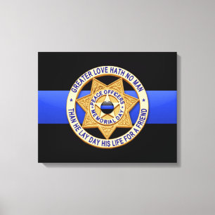 Thin Blue Line & Badge Canvas Print