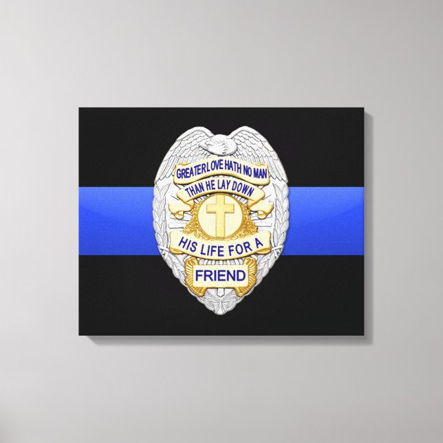 Thin Blue Line & Badge Canvas Print (Front)