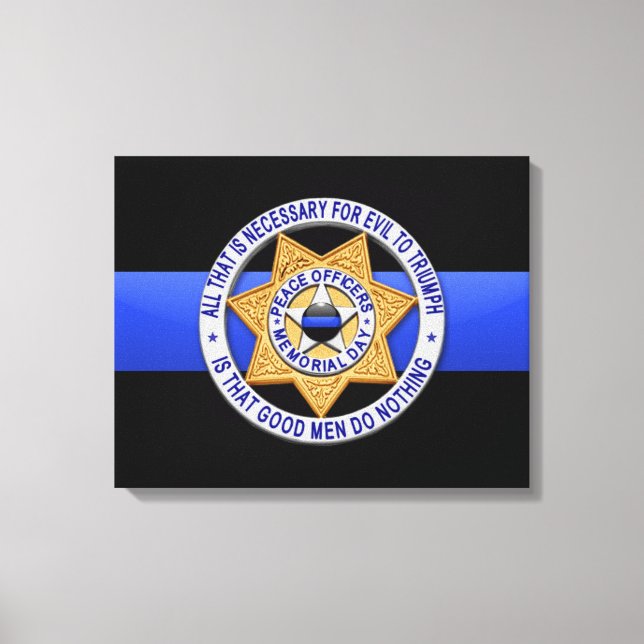Thin Blue Line & Badge Canvas Print (Front)
