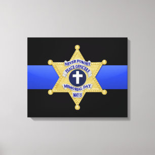 Thin Blue Line & Badge Canvas Print