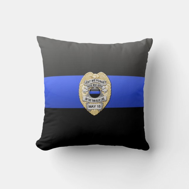 Thin Blue Line Badge Cushion (Front)