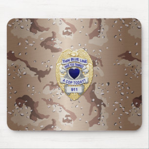 Thin Blue Line Badge Mouse Pad