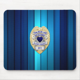 Thin Blue Line Badge Mouse Pad