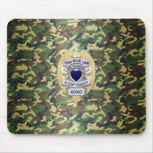 Thin Blue Line Badge Mouse Pad
