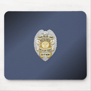 Thin Blue Line Badge Mouse Pad