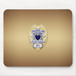 Thin Blue Line Badge Mouse Pad