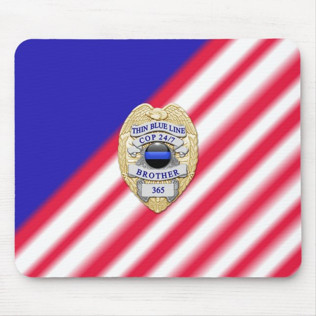 Thin Blue Line Badge Mouse Pad (Front)