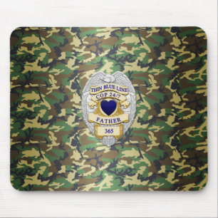 Thin Blue Line Badge Mouse Pad